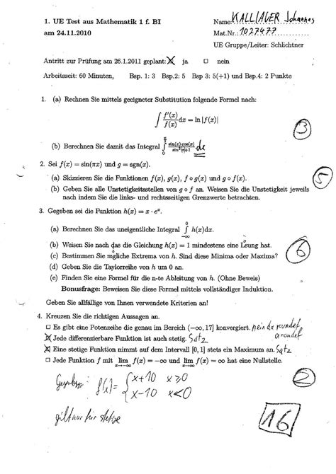 Zwischentest 1 Mathematik 1 für BI TU Wien Studocu