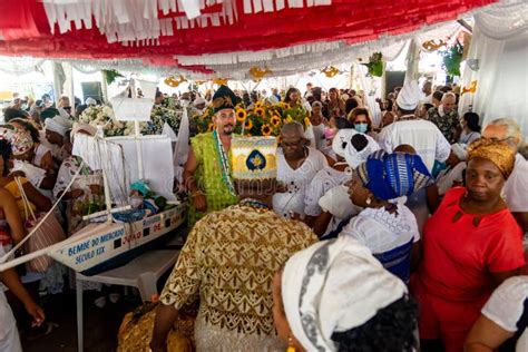 Candomble Members Are Seen During A Religious Demonstration Editorial