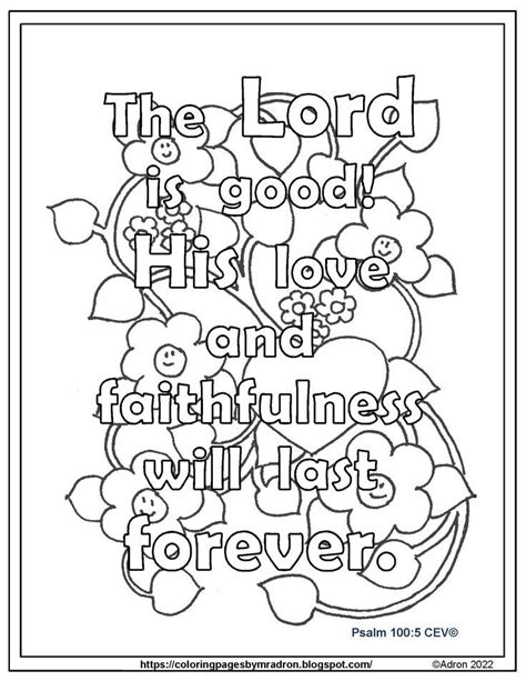 Free Printable Psalm 100 5 Coloring Page The Lord Is Good Bible Verse