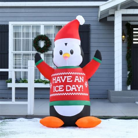 6ft Blow Up Christmas Penguin W Santa Hat Front Yard Inflatable