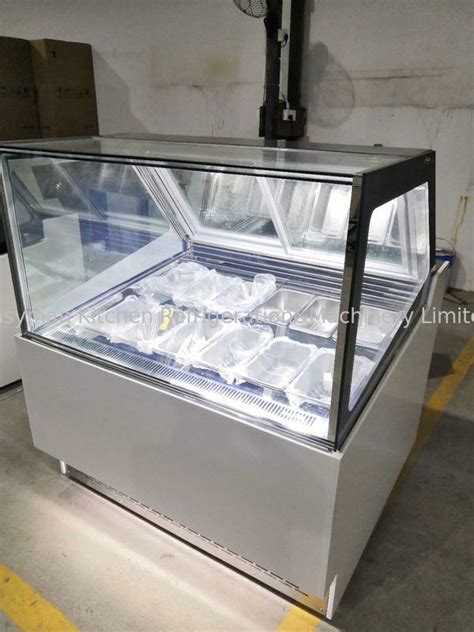 Sliding Door Ice Cream Display Fridge Commercial Gelato Freezer Showcase