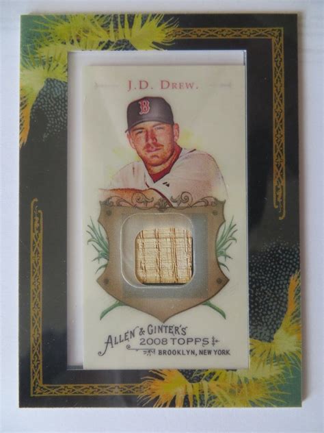 2008 TOPPS ALLEN GINTER BASEBALL GAME USED BAT RELIC JD DREW BOSTON RED