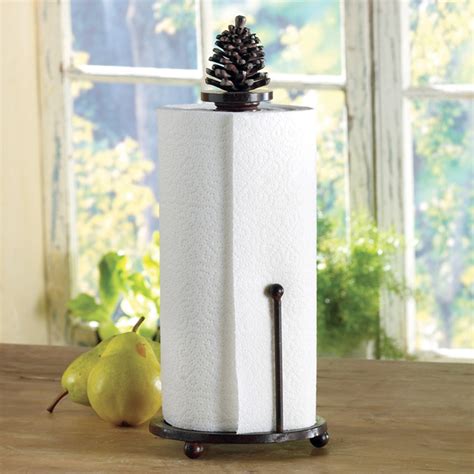 Woodland Pinecone Paper Towel Holder Black Forest Decor