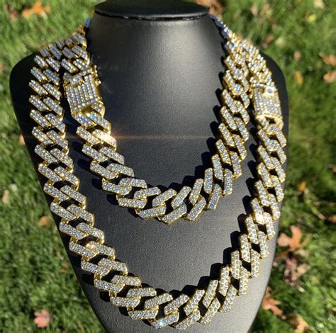 Iced Out Cuban Link Chain Cuban Choker Iced Chain Iced Etsy