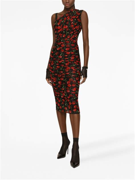 Maxi Dresses Dolce Gabbana Cherry Print Midi Dress F6AHZTFSUA2HN4IY