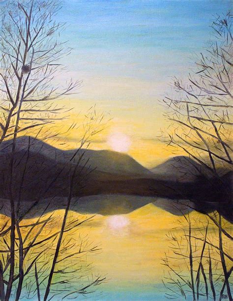 Sunset Mountain by Ronald Haber | Sunset painting, Mountain sunset ...