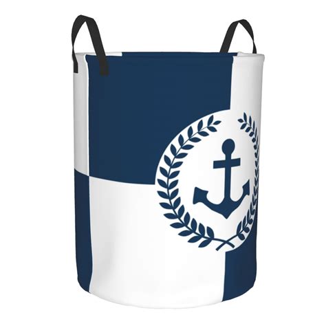 Nautical Anchor Themed Design Laundry Basket Collapsible Sailing Sailor