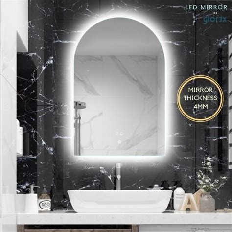 GLOREX 80cm 3Colour LED Mirror Wall Mirror Oval Mirror Arch Mirror