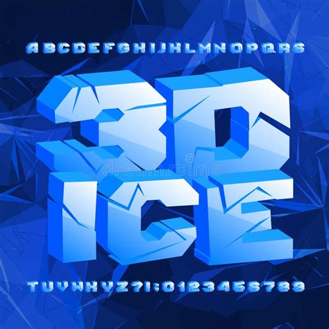 Frozen Alphabet Font 3d Ice Letters And Numbers With Shadow Stock