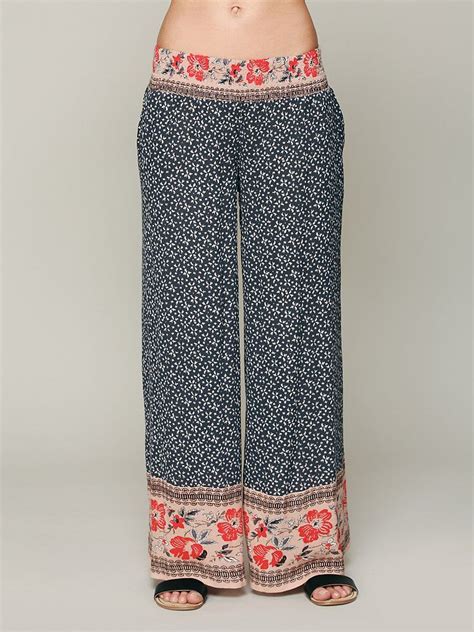 All Over Printed Wide Leg Pants With Stretchy Smocked Waist Super Soft