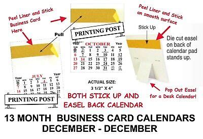 Business Card Calendar Adhesive Back Carla Cosette