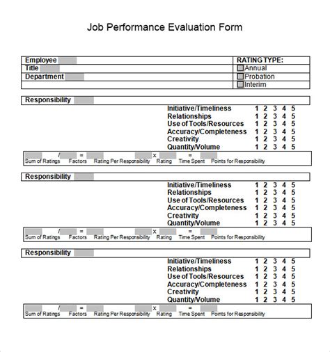 Free 10 Job Performance Evaluation Templates In Pdf