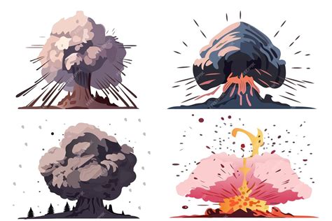 Premium Vector Set Of Volcanoes In The Flat Cartoon Design A Stunning Set Of Illustrations