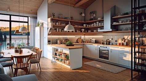 Premium AI Image Generative AI A Lovely Cosy Kitchen With An Open Concept