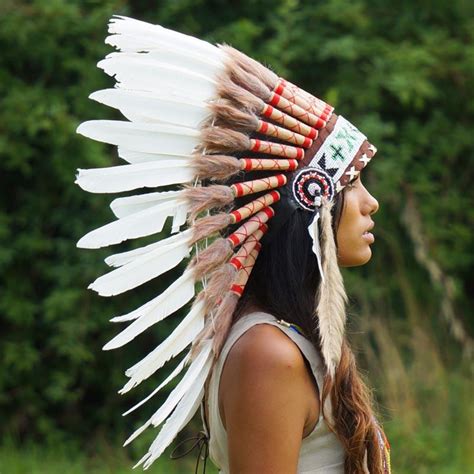 White Indian Chief Headdress - 65cm – Indian Headdress - Novum Crafts