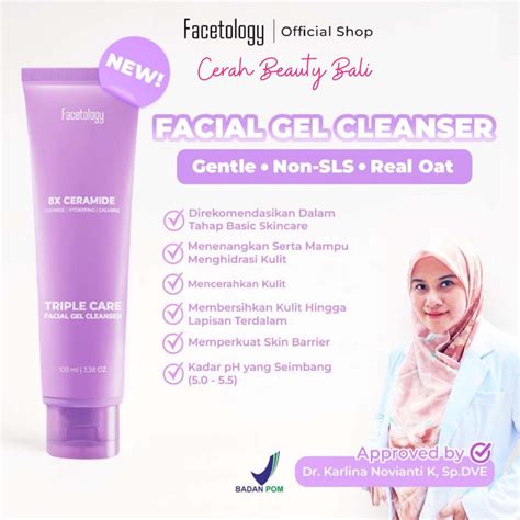 Jual Facetology Triplecare Facial Gel Cleanser Sabun Cuci Muka Gentle