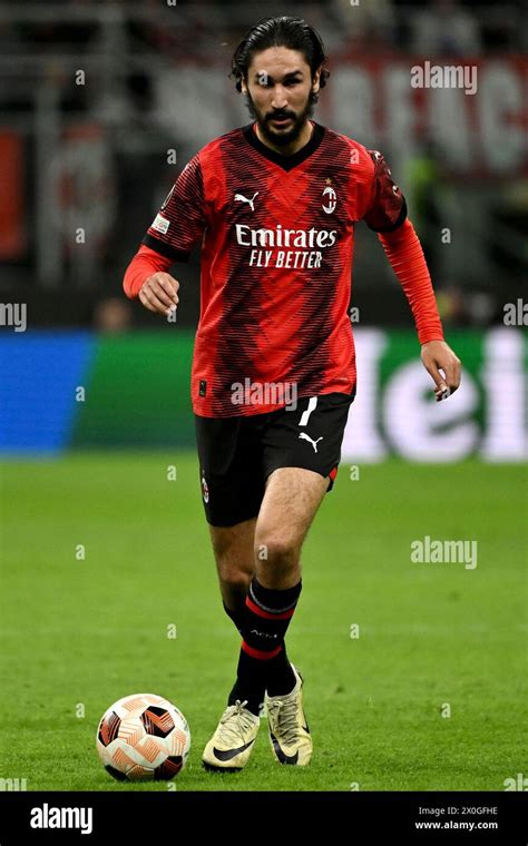 Yacine Adli Of AC Milan In Action During The Europa League Football