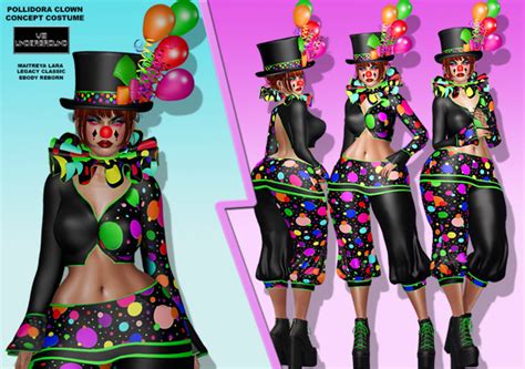 Second Life Marketplace Pollidora Clown Concept Costume Complete Outfit