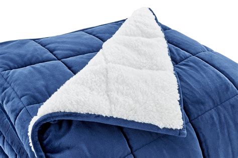 Ovela Weighted Sherpa Blanket 11 Kg Navy At Mighty Ape Nz