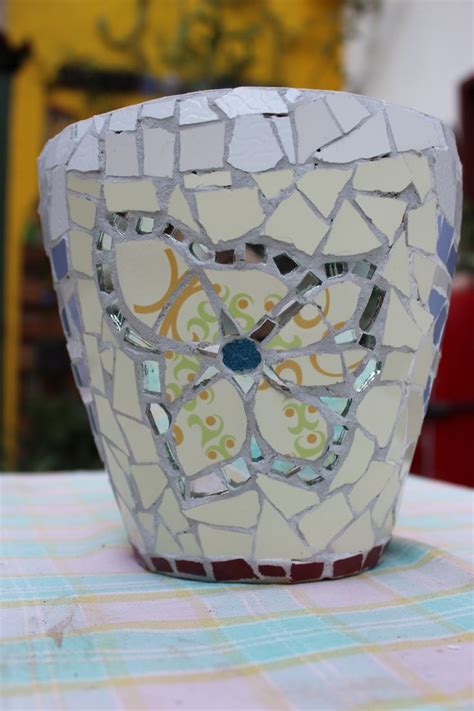 Mosaic Art Maceta Realizada Con Mosaiquismo Flower Pot Decorated With