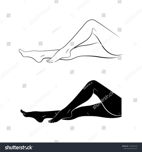 Graceful Nude Women Legs Black Linear Stock Vector Royalty Free 1799481940 Shutterstock