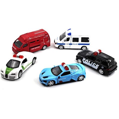 Leadingstar 5pcs 164 Novelty Mini Police Car Toys With Active Door