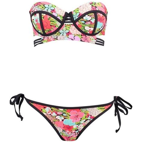 Boohoo Brazil Floral Contrast Strap Underwired Bikini Set Boohoo 14