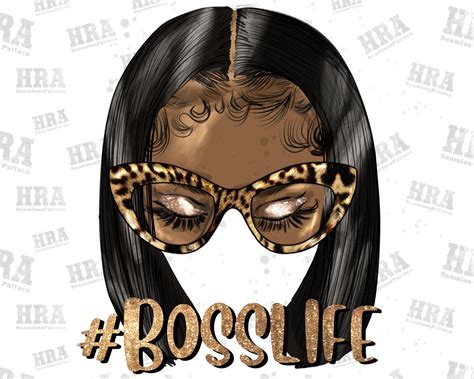 Boss Life Afro Messy Bun Straight Hair Png Sublimation Design Etsy