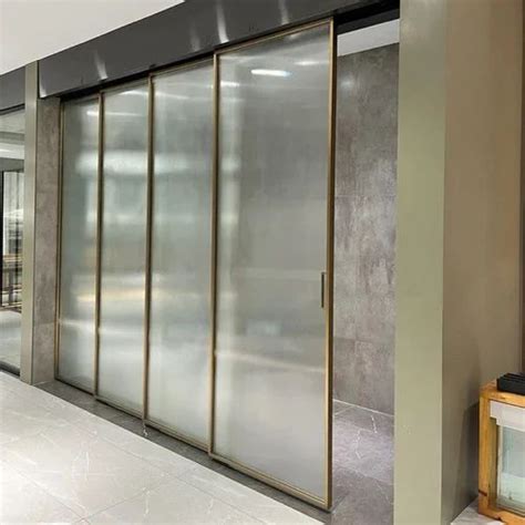 Grey Glass Slim Line Sliding Partition System Panels Powder Coated