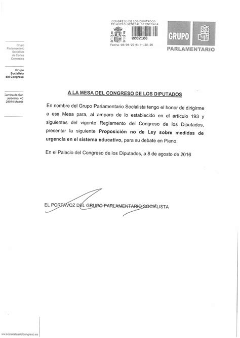 Mareaverde Proposici N No De Ley Sobre Medidas De Urgencia En El