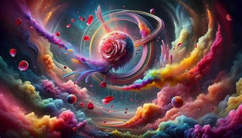 Premium Photo Surreal Cosmic Rose With Vibrant Space Clouds