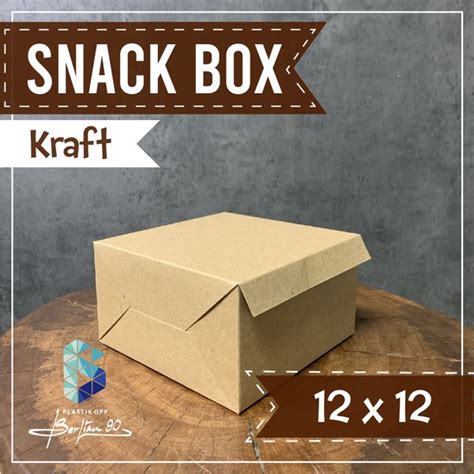 Jual 50 LEMBAR Dus Kue Snack Box 12x12 Cm KRAFT POLOS Kotak Kue Box