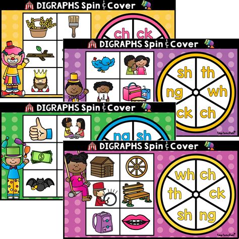 Digraphs Task Cards Spin Cover Top Teacher