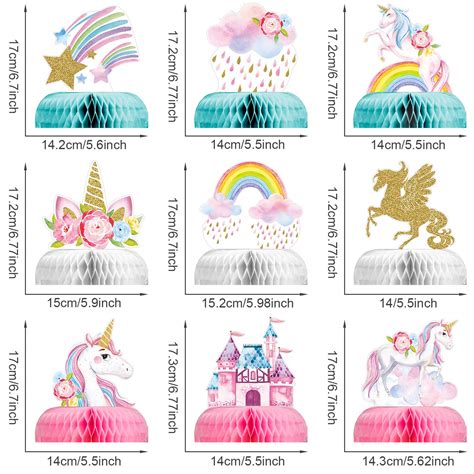 Snapklik Pieces Unicorn Rainbow Honeycomb Centerpiece For Table