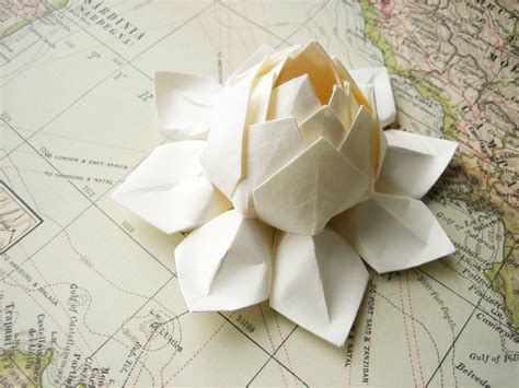 Lotus Flower Handmade Origami Paper Flower All Ivory