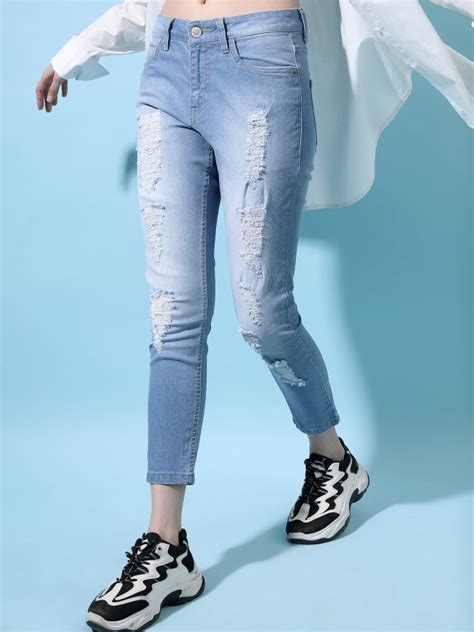 Buy Tokyo Talkies Light Blue Skinny Fit Highly Distressed Jeans For