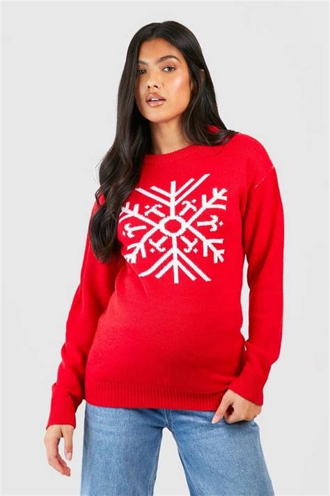 Maternity Snowflake Christmas Jumper Boohoo Uk