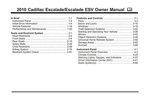 Cadillac ESCALADE ESV 2010 Owners Manual PDF For FREE