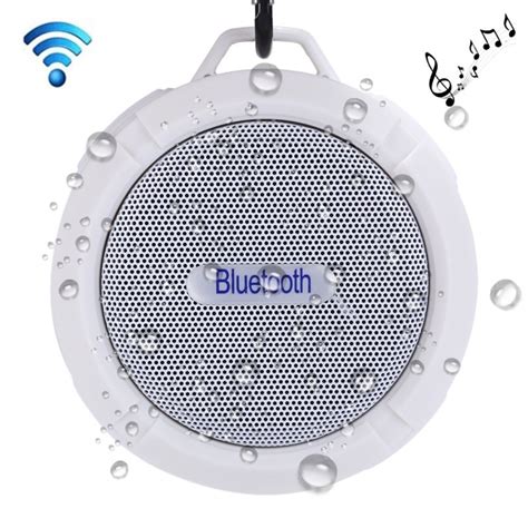 Enceinte Bluetooth étanche blanc extérieure C6 avec aspiration mains