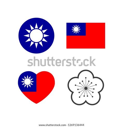 Set Taiwan National Symbols Flag Coat Stock Vector Royalty Free