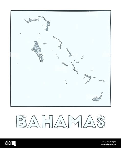 Sketch Map Of Bahamas Grayscale Hand Drawn Map Of The Country Filled Regions With Hachure