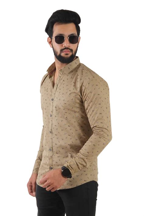 Casual Cotton Men Brown Printed Shirt Full Sleeves At Rs 549 In Indore