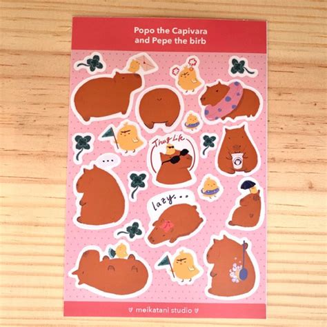 Cartela Adesivos Capivara Stickers Bird Planner Bullet