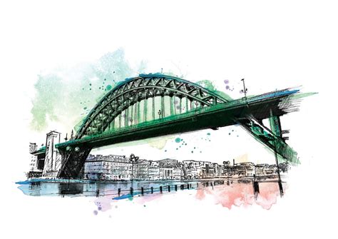 Tyne Bridge Newcastle Art Print Newcastle Illustration Drawing