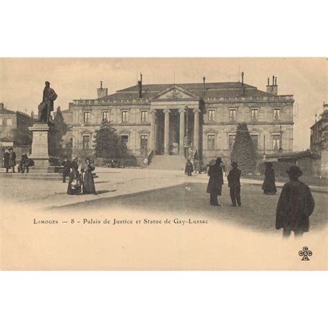 87 LIMOGES Carte précurseur vers 1900 Palais de Justice et Statue Gay