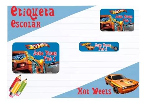 Etiqueta Escolar Personalizada Unid Hot Weels MercadoLivre