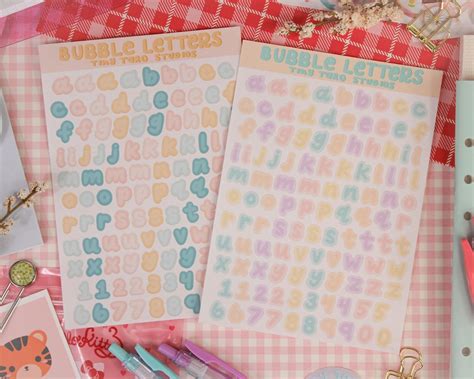 Bubble Letters Sticker Sheet Alphabet Stickers Bullet Journal Cute Stickers Deco Stickers