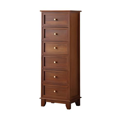Solid Wood Vertical Lingerie Chest With Drawers In Narrow Width For Wardrobe Organization