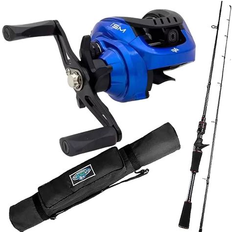 Kit Pesca Carretilha M Slim Black Vara De Carbono E Porta Varas