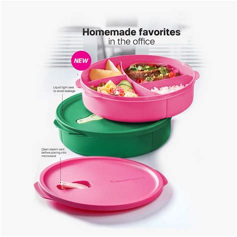 Tupperware Microwaveable Divided Lunch Bowl 830ml Reheatable Lunch Box